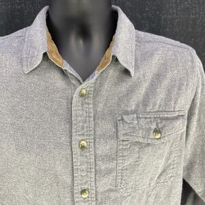 CQR Gray Flannel Corduroy Cuff Button Down Shirt Medium Cotton Outdoor Workwear